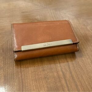 Patricia Nash Cametti Trifold Leather Wallet Tan Brown Classic Western Boho